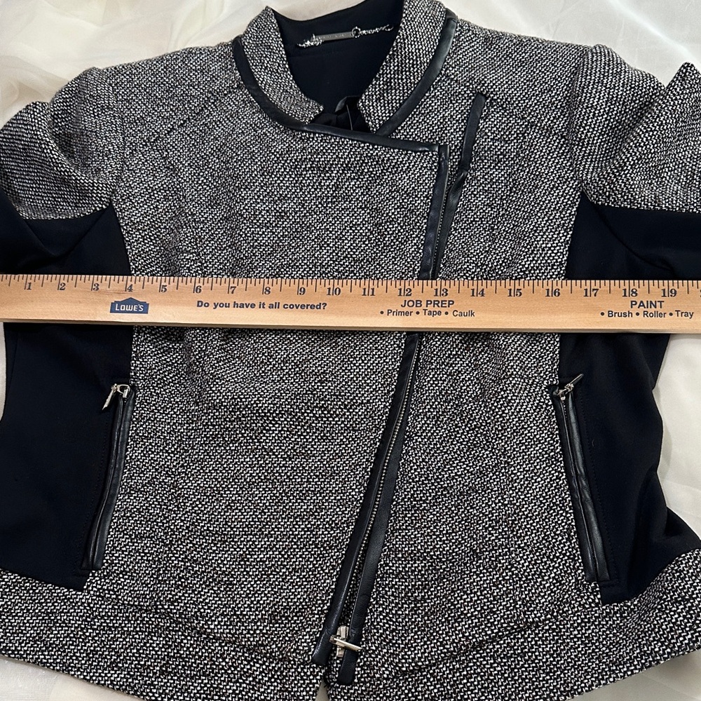White House Black Market Tweed Blazer Black with Camel & Black Accents - Picture 13 of 16